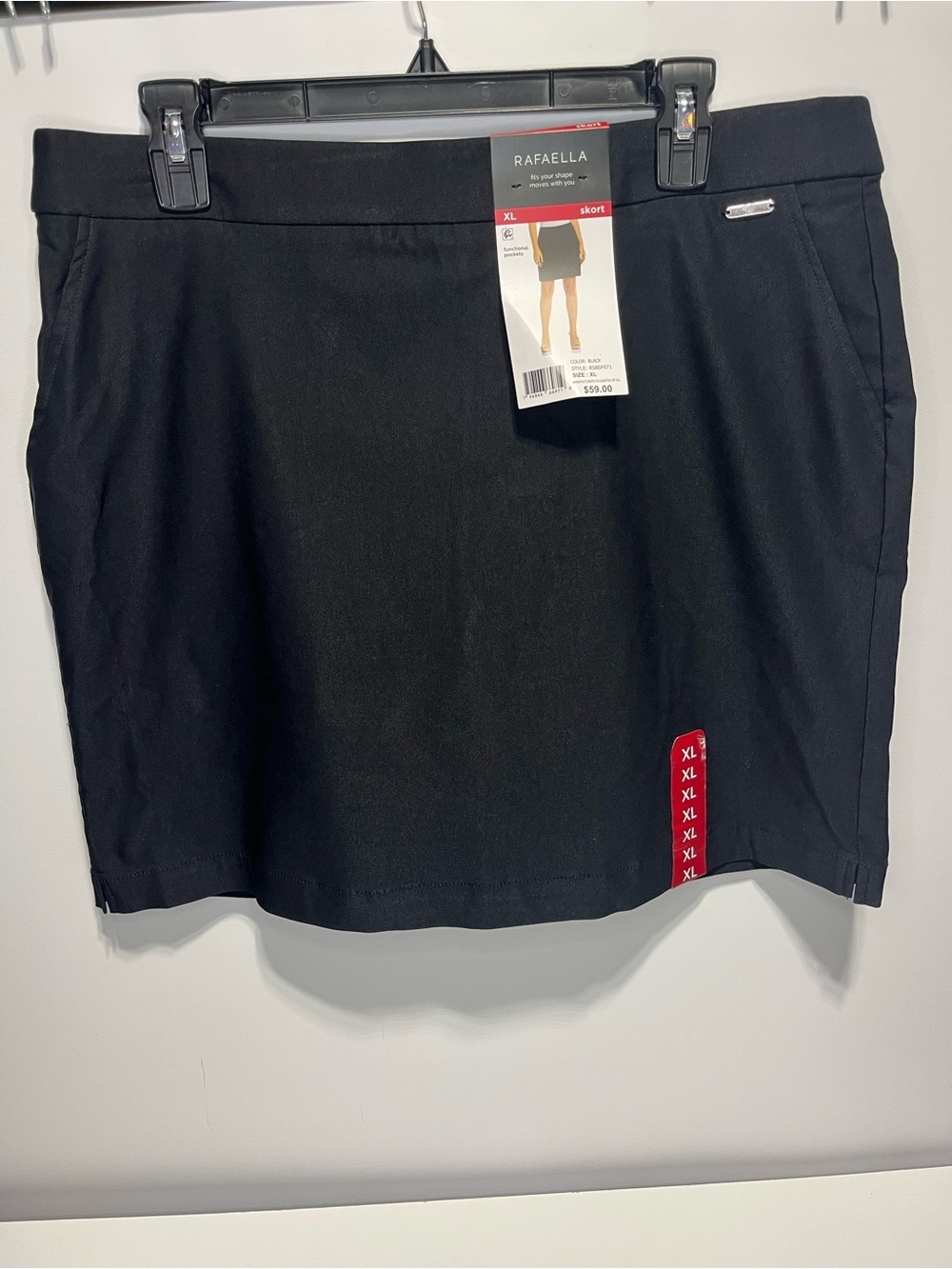 NWT Rafaella Skort Women's XL Black Skirt with Pockets Elastic stretch